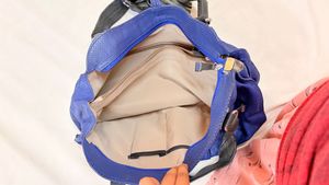 Dubai leather Stylish Blue Handbag with Tassel Det