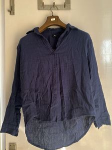 Classic Blue Button-Up linen Shirt