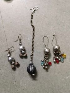 Ethnic Silver Necklace &amp; Earring Set