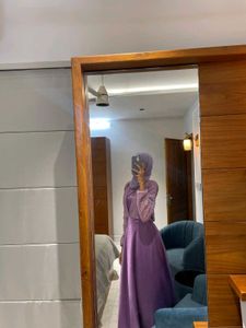 Beautiful Purple Satin Gown with Sequin Jacket