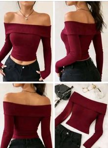 Chic Off-Shoulder Ribbed Top