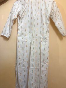 Elegant White Kurta with Colorful Print