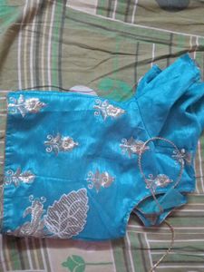 Sea-green Colour Designer Blouse (Half Sleeve)