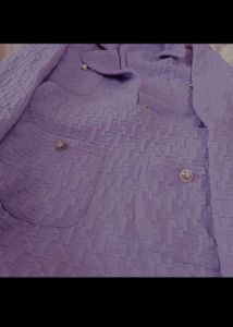 Lavender Textured Crop Jacket &amp; Skirt Set