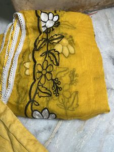 Yellow Kurta Floral Embroidery with dupatta