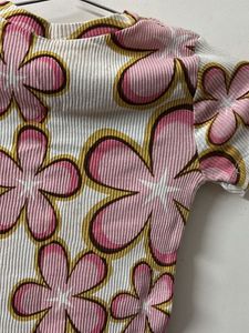 Cute Floral Ribbed Tee
