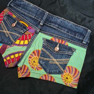 low waist Unique Patchwork Denim Shorts y2k