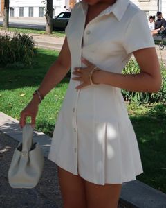 Beige Pleated Mini Dress