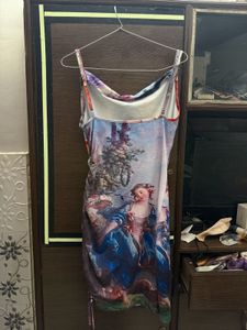 Artistic Renaissance Print Ruched Dress