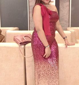 Sparkling Wine Golden Sequins One-Shoulder Dress