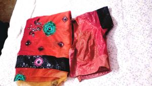 Floral Kurta Set with new saree blouse petticoat