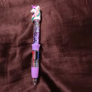 Unicorn 4-in-1 Multicolor Pen with Glitter Liquid