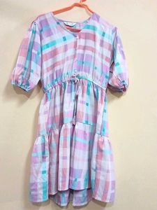 check flare dress
