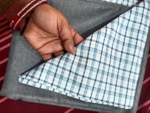 Blue & White Checked Dress Material
