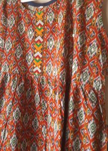 Ikkat Pattern Embroidered real mirror work