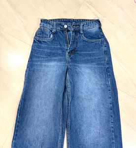 Wide Leg Blue Denim Jeans