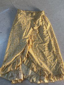 Yellow Floral Wrap Skirt