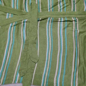 Striped Sleeveless Cardigan