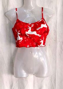 I. Cute Reindeer Print Crop Top