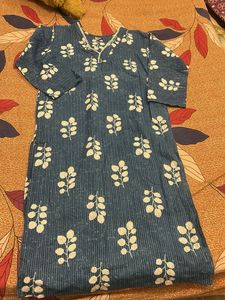 Blue Leaf Print Kurta