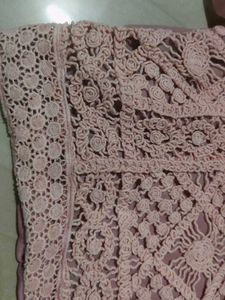 Cropped Crochet Lace Puff Sleeve Top