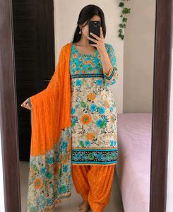Floral Print Kurta Set with Dupatta
