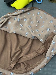 Brown Floral Mini Skirt