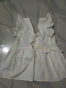chic white Textured Peplum Top