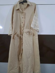Get Glamr Beige Shirt Dress With Lace