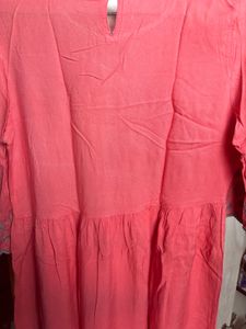 Zudio peach embroidered frock