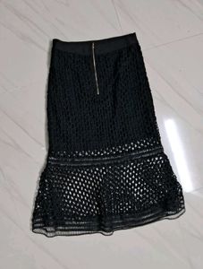 Elegant Black Crochet Skirt