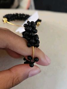 Black Beaded Hoop Earrings