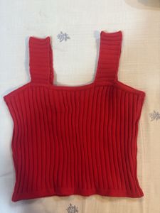 Hand made Red Ribbed Knit Tank Top