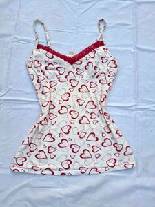 Cream Heart Print Cami Top