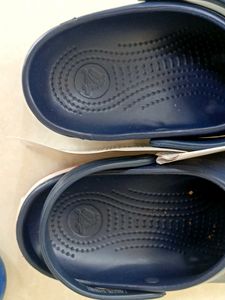 Navy Crocs with Red &amp; White Stripe