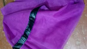 Purple Net Black Border,Full Length Dupatta