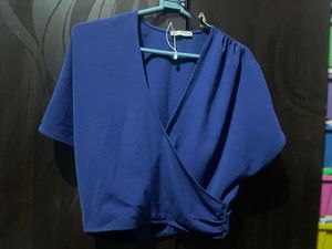 Zara  Blue Wrap Top