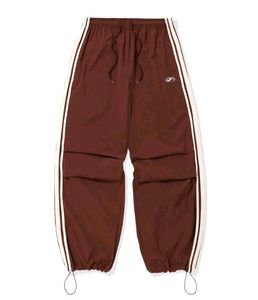 Maroon Track Pants with Side Stripes