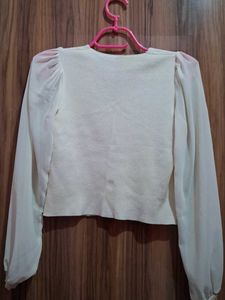 Elegant Sheer Sleeve Cropped Top