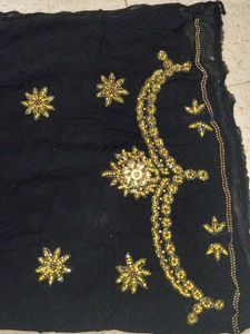 Black Embellished unstitched blouse fabric