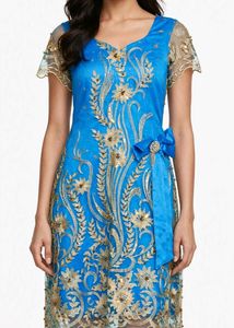 Beautiful Blue Embroidered Frock - 34 size