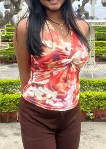 Floral Print Halter Neck Top