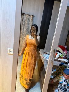 Orange Smocked Maxi Dress🦋🎀