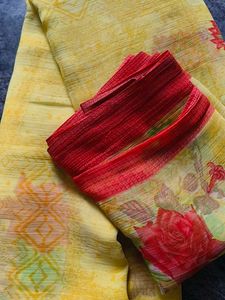 Vibrant Yellow Floral Saree