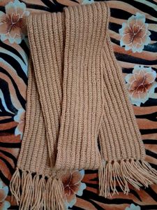 light brown Knitted Fringe Scarf