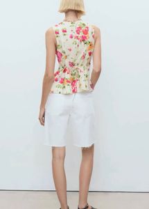 MANGO Floral Fitted Top Size S