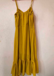 Yellow Striped Midi Dress