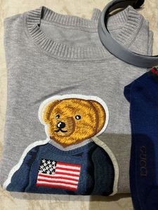 Cute Bear Graphic Sweater(with hairband&amp; socks)