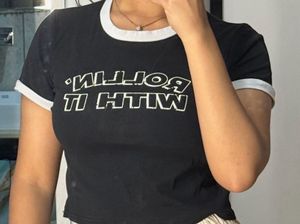 Black Graphic Ringer Tee