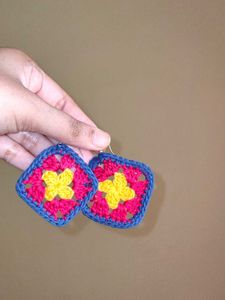 Handmade Crochet Granny Square Earrings